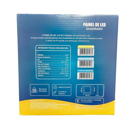 Imagem de Plafon LED Embutir 18W Quadrado  Luz Branco Quente, Bivolt