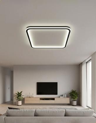 Imagem de Plafon Led Sobrepor Halo Frame Moderna Multicor Quadrado 30w Bivolt Sala Quarto Cozinha Luminária Minimalista Luz Branco Quente Neutro Frio