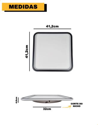 Imagem de Plafon Led Sobrepor Halo Frame Moderna Multicor Quadrado 30w Bivolt Sala Quarto Cozinha Luminária Minimalista Luz Branco Quente Neutro Frio