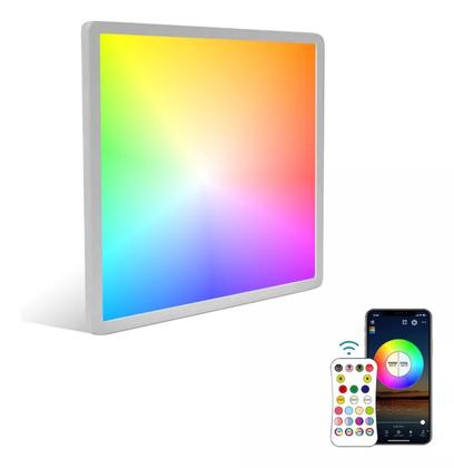 Imagem de Plafon Luminária De Teto 24W LED Inteligente App Camada Dupla CCT lâmpada De Parede Retroiluminação RGB