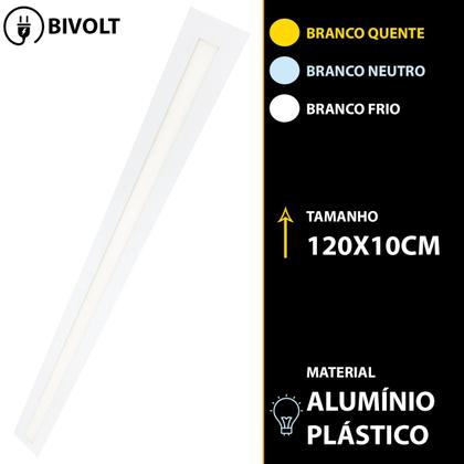 Imagem de Plafon Luminária Retangular Embutir 30w 120x10cm BF