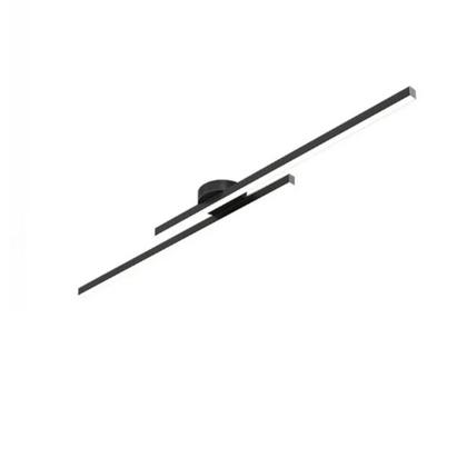 Imagem de Plafon Minimalista Linear Sobrepor Preto Luminária 1 metro Duplo