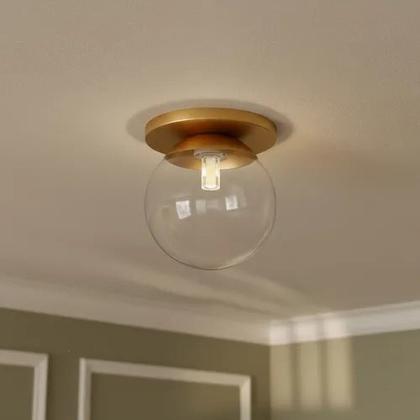 Imagem de Plafon Moderno Dourado Globo de Vidro Sala Corredor Lavabo