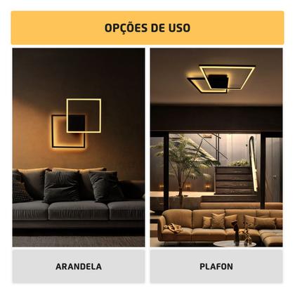 Imagem de Plafon Mosaico Perfil 22w 3000K Luz Indireta Preto