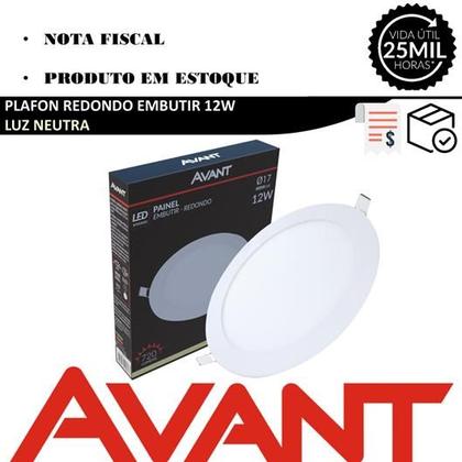Imagem de Plafon Painel Redondo Embutir 12w Branco Neutro 4000k