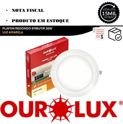 Imagem de Plafon Painel Redondo Embutir 36w 40cm Branco Quente 2700K