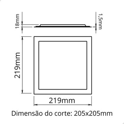 Plafon Quadrado Embutir 18w Preto 4000k - Inluss Imagem de Plafon Quadrado Embutir 18w Preto 4000k