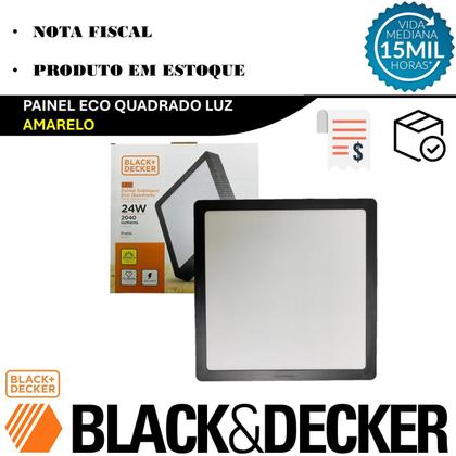 Imagem de Plafon Quadrado Sobrepor 24w Preto Branco Quente 3000k
