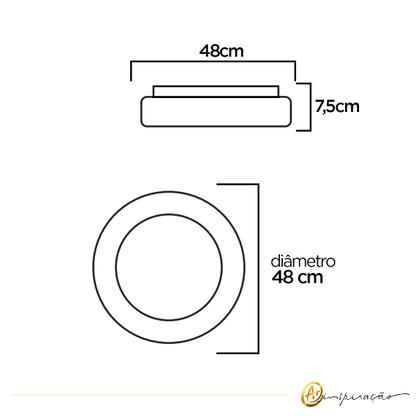Imagem de Plafon Redondo De Teto New Space 40W LED Multicor 48CM Madeira 2078