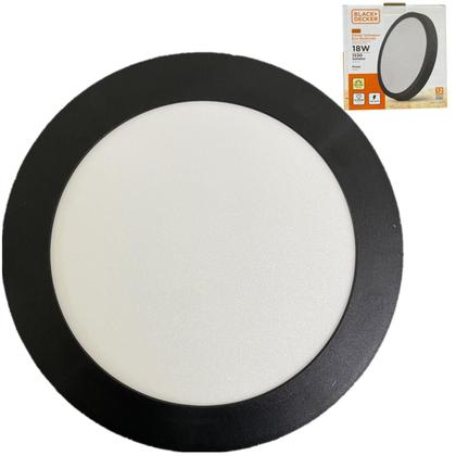 Imagem de Plafon Redondo Preto Sobrepor 18w Branco Neutro 4000K