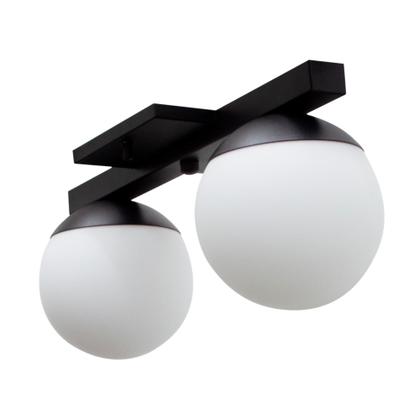 Imagem de Plafon Sobrepor de Teto lustre Jabuticaba Com 2 Globos Vidros 12cm Para sala, Cozinha, Quarto
