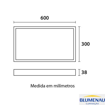 Imagem de Plafon Sobrepor Retangular 30x60cm 30w Branco Frio 6500k