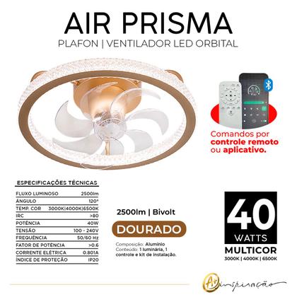 Imagem de Plafon Ventilador De Teto Orbital Air Prisma LED Multicor 40W Bivolt HM30258