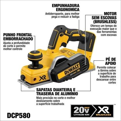 Imagem de Plaina À Bateria 20v 3ah Max 15000 Rpm Dcp580 Dewalt Bivolt