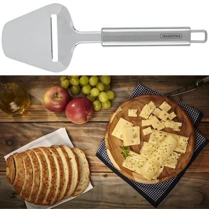 Imagem de Plaina Cortador de Queijo Tramontina Utilitá Inox Cabo Preto para Fatiar Servir LavaLouças Marffim