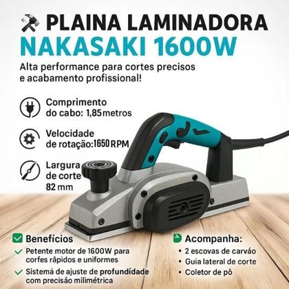 Imagem de Plaina Eletrica 1600w Profissional Super Prático