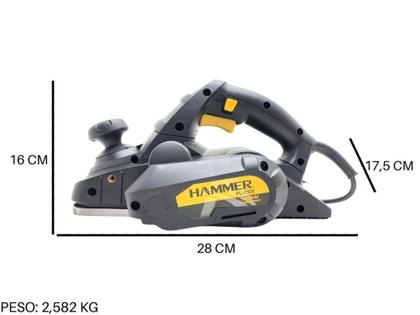 Imagem de Plaina Elétrica 750w Hammer Pl-7500 3.1/4 Pol. Com Regulador De Profundidade