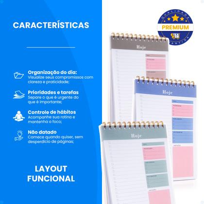 Imagem de Planner De Mesa Diário 50 Folhas Não Datado Lista Prioridade