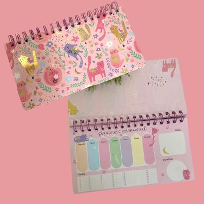 Imagem de Planner Semanal Não Datado Espiral - Permanente - Gatinhos Fofos Gato