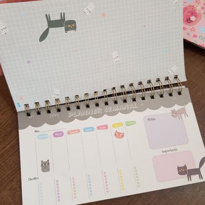 Imagem de Planner Semanal Não Datado Espiral - Permanente - Gatinhos Fofos Gato