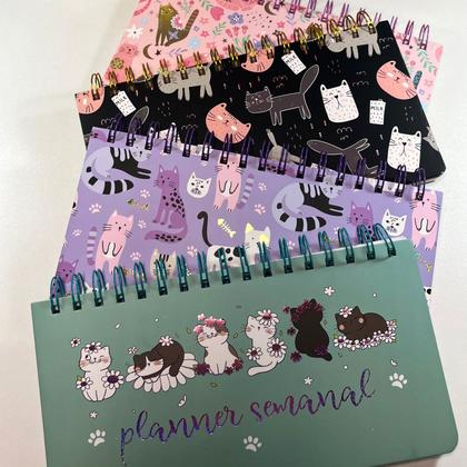 Imagem de Planner Semanal Não Datado Espiral - Permanente - Gatinhos Fofos Gato