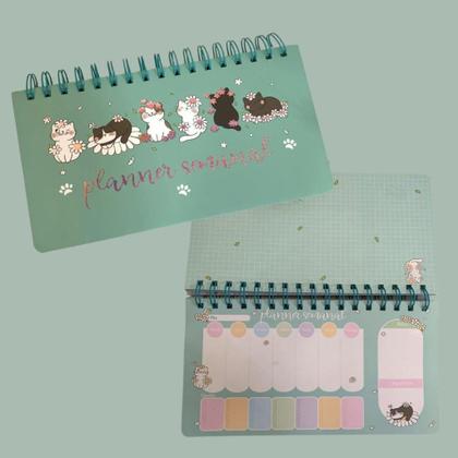 Imagem de Planner Semanal Não Datado Espiral - Permanente - Gatinhos Fofos Gato