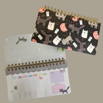 Imagem de Planner Semanal Não Datado Espiral - Permanente - Gatinhos Fofos Gato