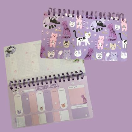 Imagem de Planner Semanal Não Datado Espiral - Permanente - Gatinhos Fofos Gato