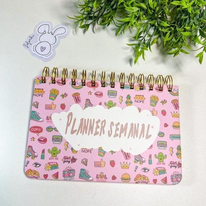 Imagem de Planner Semanal Não Datado Espiral - Permanente - Patinha de Gato  Gatinhos  Cactus