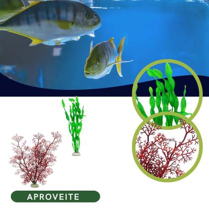 Imagem de Planta Artificial 30cm N19 kit com 2 Para Aquário Terrário e Decoração