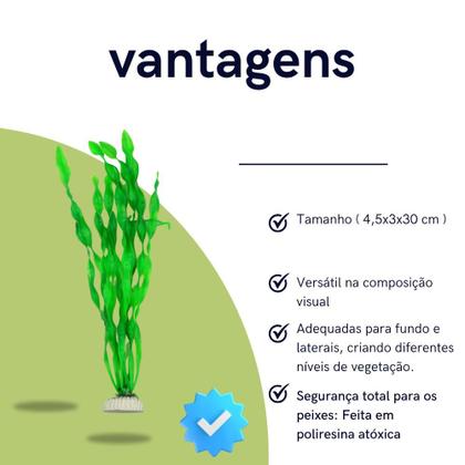 Imagem de Planta Artificial 30cm N19 kit com 2 Para Aquário Terrário e Decoração