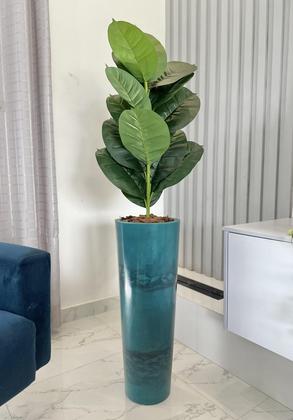 Imagem de Planta Artificial Ficus Lyrata Jiboia Vaso Alto Marmorizado
