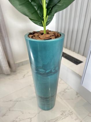 Imagem de Planta Artificial Ficus Lyrata Jiboia Vaso Alto Marmorizado