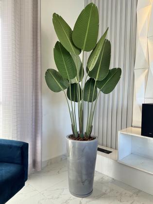 Imagem de Planta Bananeira Artificial Grande Com Vaso Polietileno