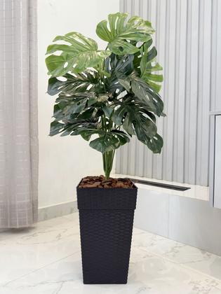 Imagem de Planta Costela De Adão Artificial Com Vaso Cores Casca Casa