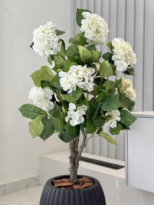 Imagem de Planta Hortência Artificial Com Vaso Completo Realista Casca