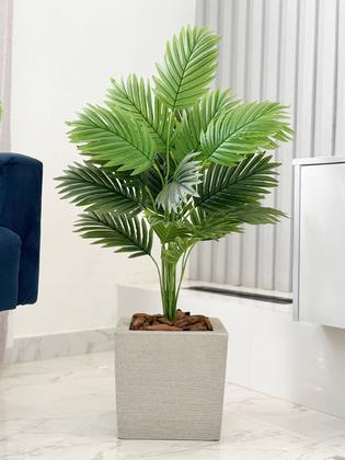 Imagem de Planta Palmeira Artificial Vaso Polietileno Quadrado Casca
