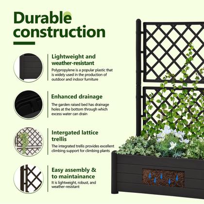 Imagem de Plantador de jardim com canteiro elevado VidaXL com treliça 90L antracite