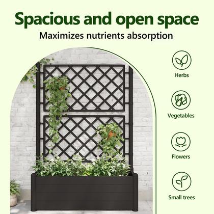 Imagem de Plantador de jardim com canteiro elevado VidaXL com treliça 90L antracite