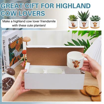 Imagem de Plantadores de vacas cerâmicos das terras altas da Jingmore com bandejas de bambu