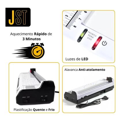 Imagem de Plastificadora Laminadora A4 JST PL-230E 6 em 1 Quente e Frio 220V