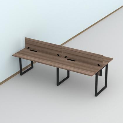 Imagem de Plataforma Dupla Escrivaninha Tub Corporativa Light 4 Lugares 200cm Industrial Marrom e Preto
