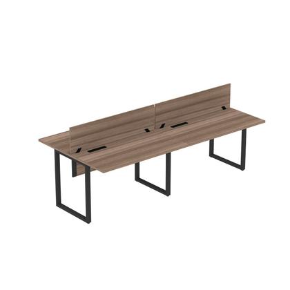 Imagem de Plataforma Dupla Escrivaninha Tub Corporativa Light 4 Lugares 200cm Industrial Marrom e Preto