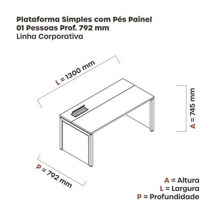 Imagem de Plataforma Simples 130x792 PSCPP130/792/1 Pessoa 130cm Industrial Cinza