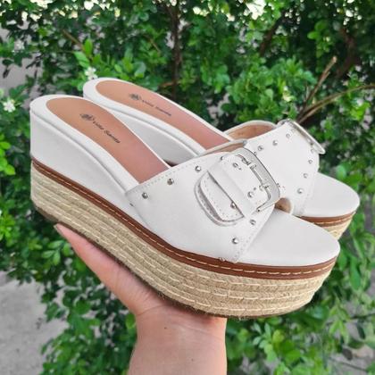 Imagem de Plataforma Tamanco Flatform com Tachinhas Cores Salto Médio