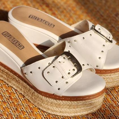 Imagem de Plataforma Tamanco Flatform com Tachinhas Cores Salto Médio