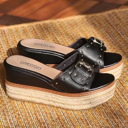 Imagem de Plataforma Tamanco Flatform com Tachinhas Cores Salto Médio