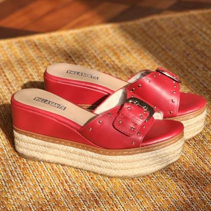 Imagem de Plataforma Tamanco Flatform com Tachinhas Cores Salto Médio