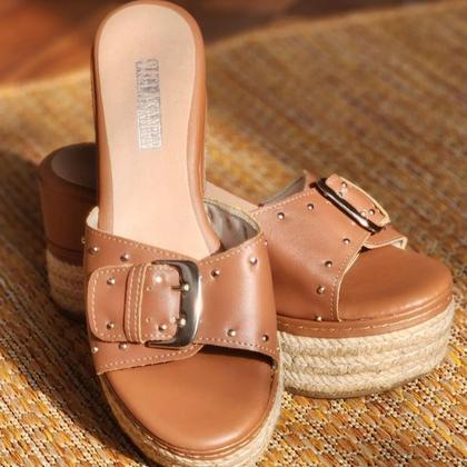 Imagem de Plataforma Tamanco Flatform com Tachinhas Cores Salto Médio