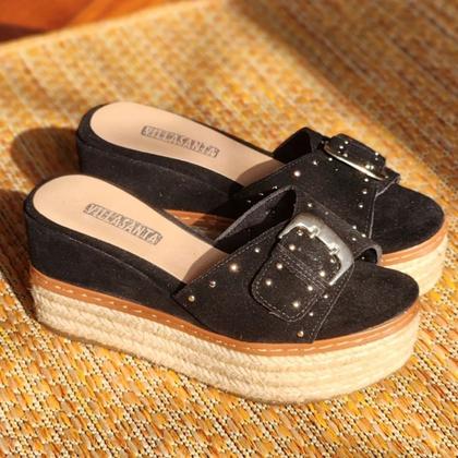 Imagem de Plataforma Tamanco Flatform com Tachinhas Cores Salto Médio